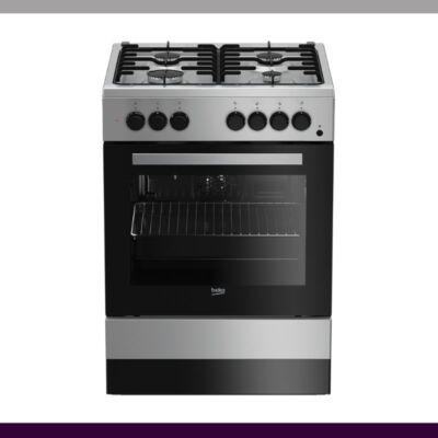 BEKO GAS COOKER – 4 GAS + ELECTRIC OVEN (FSET62111GSS)