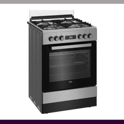 BEKO GAS COOKER – 3 GAS, 1 WOK+ ELECTRIC OVEN (FSM61330DXDS)